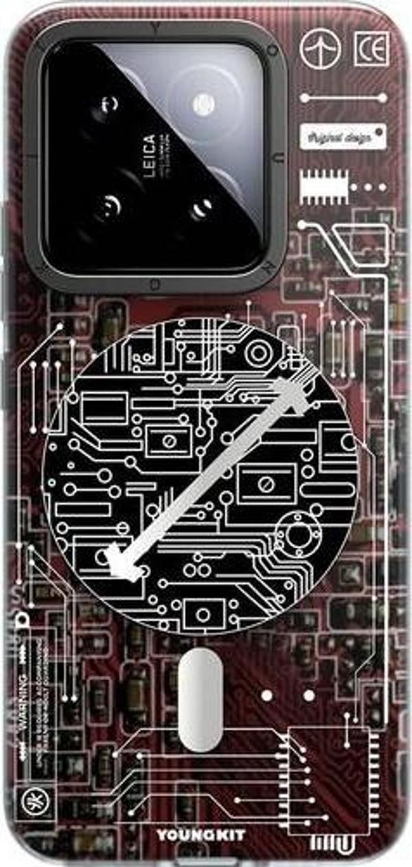 YoungKit Xiaomi Mi 14 Uyumlu Kılıf Magsafe Şarj Özellikli Technology Serisi Kırmızı - Image 1