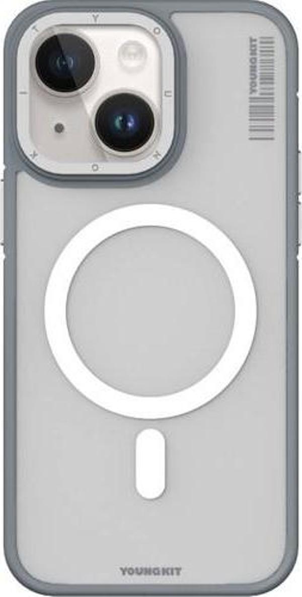 YoungKit İphone 14 Uyumlu Kılıf Rock Sand Serisi Kapak Gri - Image 1