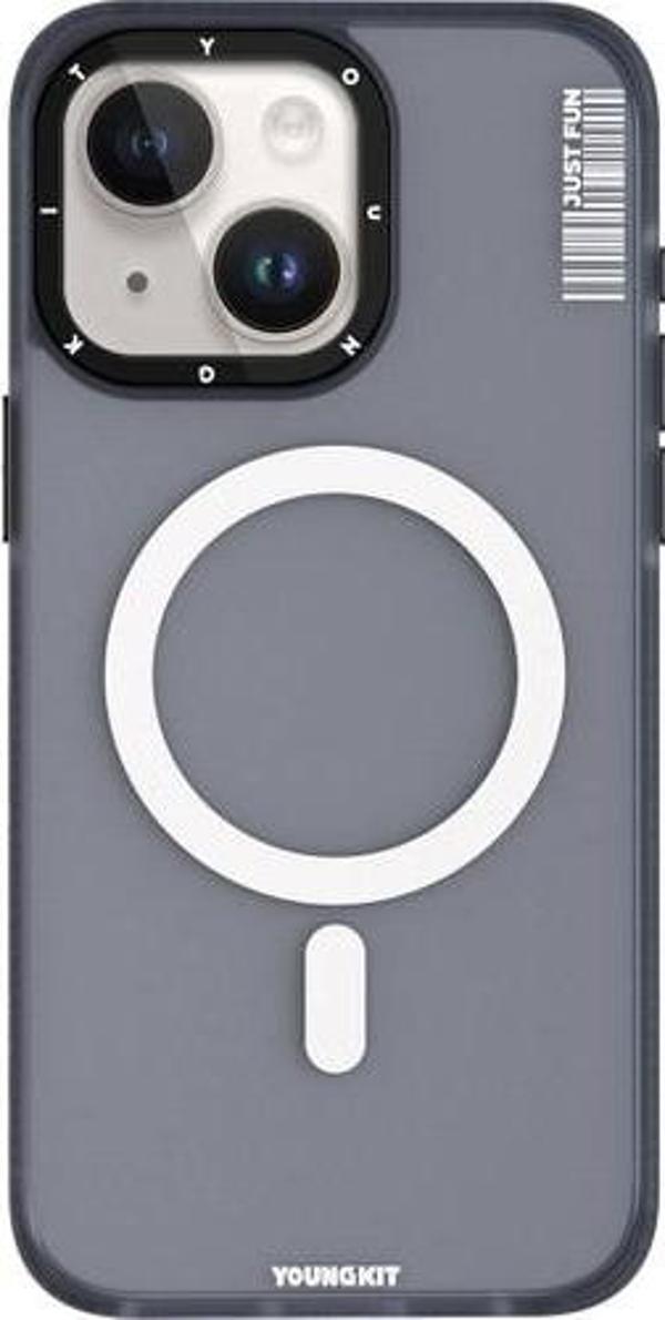 YoungKit Apple İphone 15 Plus Uyumlu Magsafe Şarj Özellikli Colored Sand Serisi Kılıf Siyah - Image 1