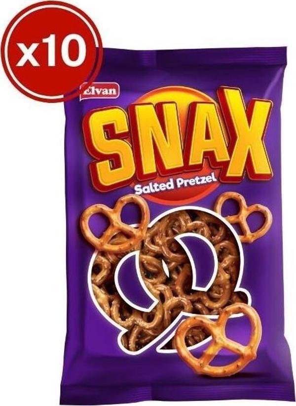 Elvan Snax Pretzel Tuzlu Kraker 200 Gr. 10 Adet (1 Kutu) - Image 1