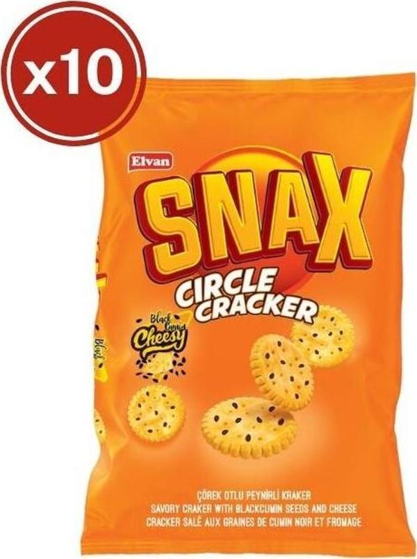 Elvan Snax Yuvarlak Kraker Çörekotlu Peynirli 200 Gr. 10 Adet (1 Kutu) - Image 1