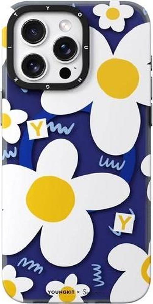YoungKit Apple İphone 15 Pro Uyumlu Kılıf Magsafe Özellikli Sunshine Tasarımlı Spring Breeze Serisi Beyaz - Image 1