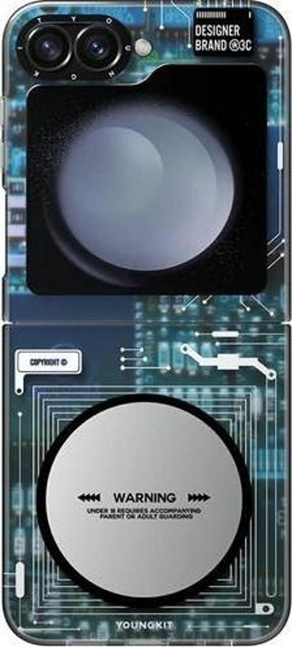 YoungKit Galaxy Z Flip 6 Uyumlu Kılıf Magsafe Şarj Özellikli Technology Serisi Kapak Mavi - Image 1