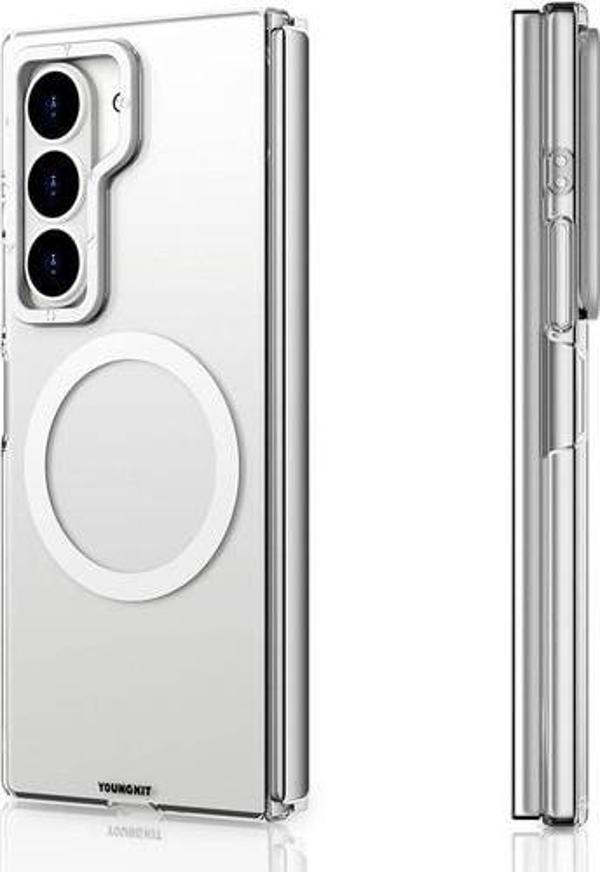 YoungKit Galaxy Z Fold 6 Uyumlu Kılıf Magsafe Şarj Özellikli Şeffaf Crystal Shield Seri Kapak Şeffaf - Image 1