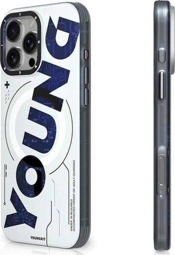 YoungKit İphone 16 Pro Uyumlu Kılıf Magsafe Şarj Özellikli Airbagli Çift Katmanlı Future Serisi Mavi - Image 1