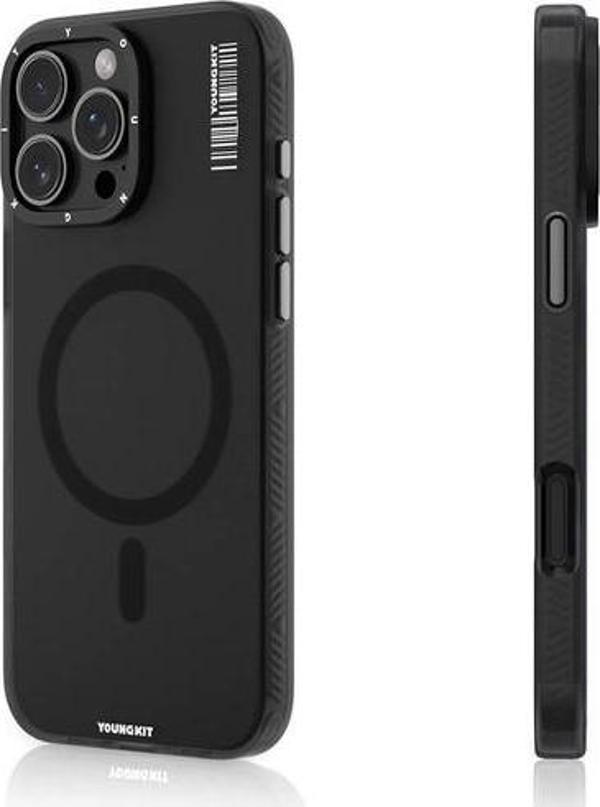 YoungKit İphone 16 Pro Uyumlu Kılıf Magsafe Şarj Özellikli Hidden Sand Serisi Kapak Siyah - Image 1