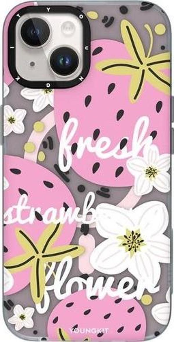 YoungKit İphone 13 Uyumlu Kılıf Magsafe Şarj Özellikli Fruity Flavour Serisi Pembe - Image 1