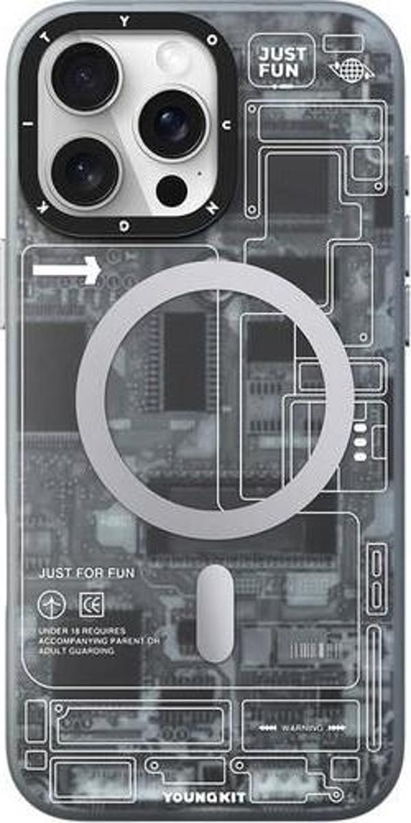 YoungKit İphone 16 Pro Uyumlu Kılıf Magsafe Şarj Özellikli Technology Serisi Kapak Gri - Image 1