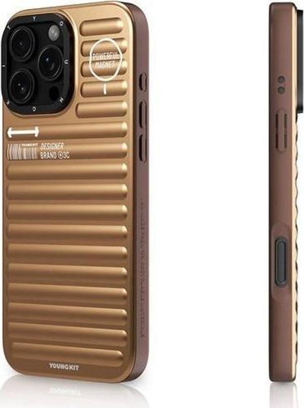 YoungKit İphone 16 Pro Uyumlu Magsafe Şarj Özellikli Kılıf Mat Renkli Tasarım Original Serisi Gold - Image 1