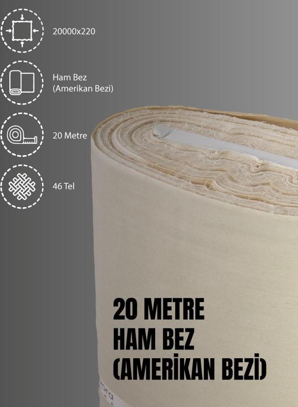 %100 Pamuk 46 Tel Amerikan Bezi Ham Bez Punch Kumaş - Krem 2000x220 cm - Image 1