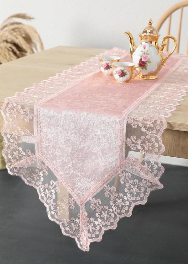 Fatih Güpürlü Kadife Runner - Pembe - Image 1