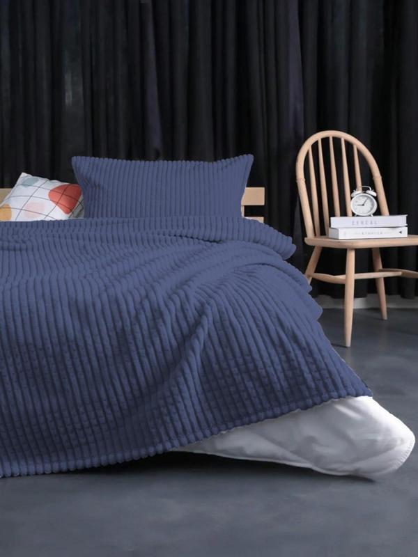 Merinos Modern Line 2 Parça Tek Kişilik Battaniye Seti - Lacivert - Image 1