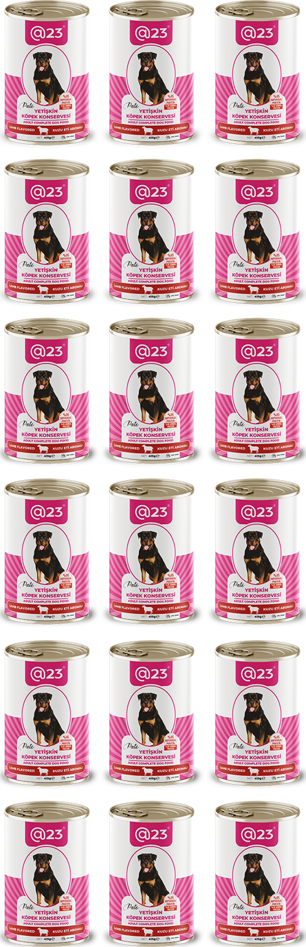 @23 Yetişkin Köpek Konservesi Kuzu Eti  Aromalı 415 g x 24 adet - Image 1