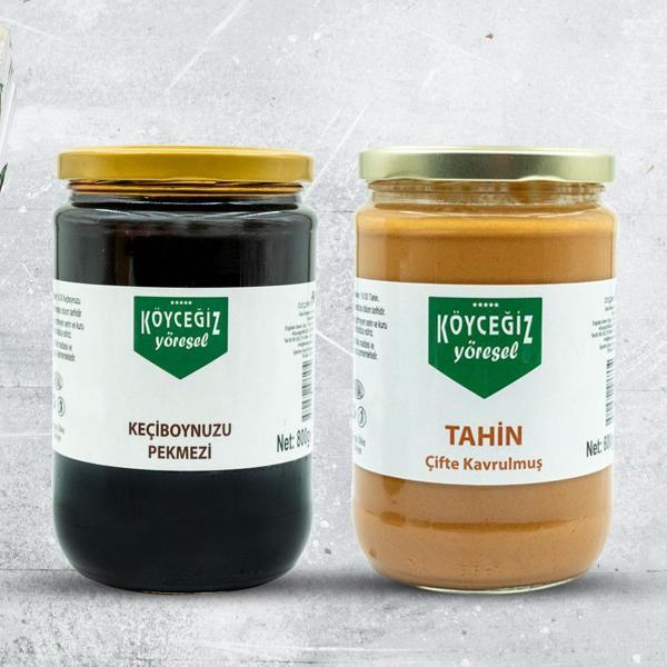 Köyceğiz Yöresel Çifte Kavrulmuş Tahin 600 gr Cam Kavanoz + Köyceğiz Yöresel Keçiboynuzu Pekmezi 800 gr - Image 1