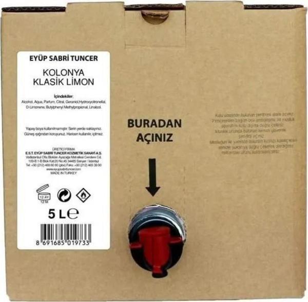 Eyüp Sabri Tuncer Klasik Limon Kolonyası 5 Litre Bag In Box - Image 1