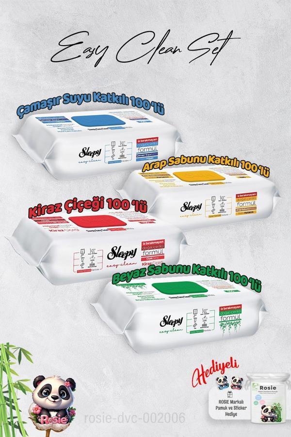 Sleepy  Çamaşır Suyu, Arap sabunu, Beyaz Sabun ve Kiraz Yüzey Temizlik Havlusu ve Hediye Rosie - Image 1