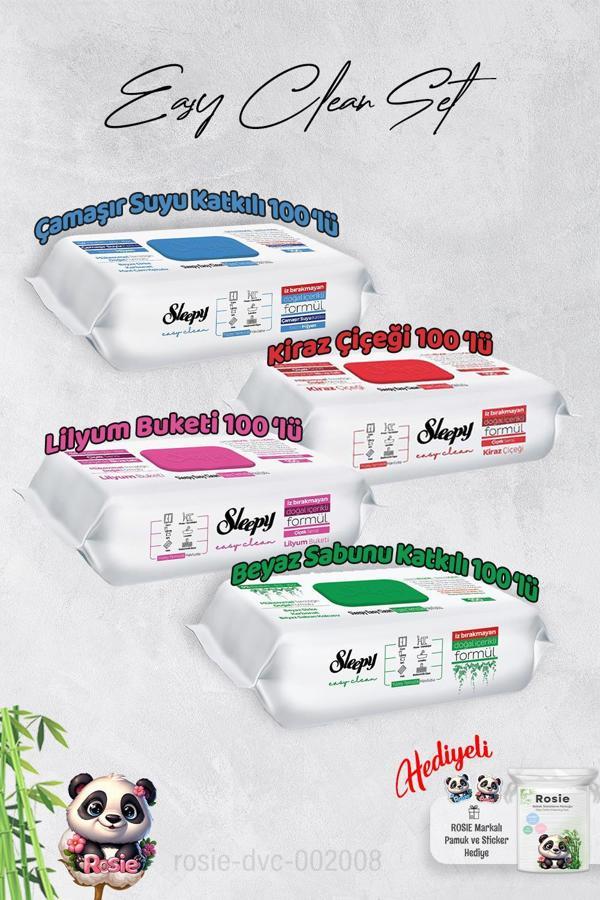Sleepy  Çamaşır Suyu, Kiraz Çiçeği, Beyaz Sabun ve Lilyum Yüzey Temizlik Havlusu ve Hediye Rosie - Image 1