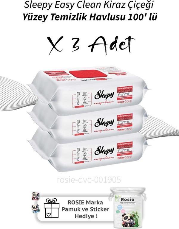 Sleepy Easy Clean Kiraz Çiçeği Yüzey Temizlik Havlusu 100' lü X3 - Image 1