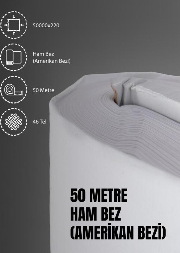 %100 Pamuk 46 Tel Amerikan Bezi Ham Bez Punch Kumaş - Beyaz 5000x220 cm - Image 1