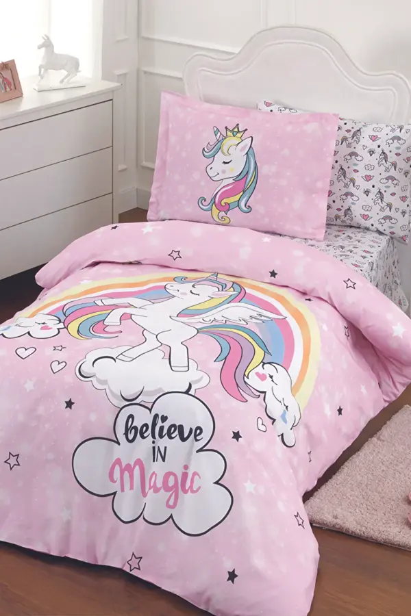Özdilek Unicorn Tek Kişilik Ranforce Nevresim Takımı - Pembe - Image 1