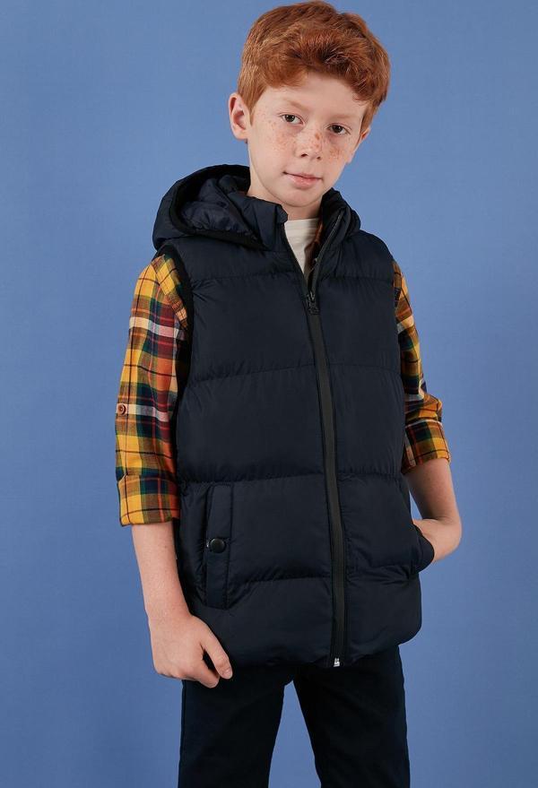 Lela Fermuarlı Kapüşonlu Cepli Şişme Unisex Çocuk Yelek 5761983 LACİVERT - Image 1