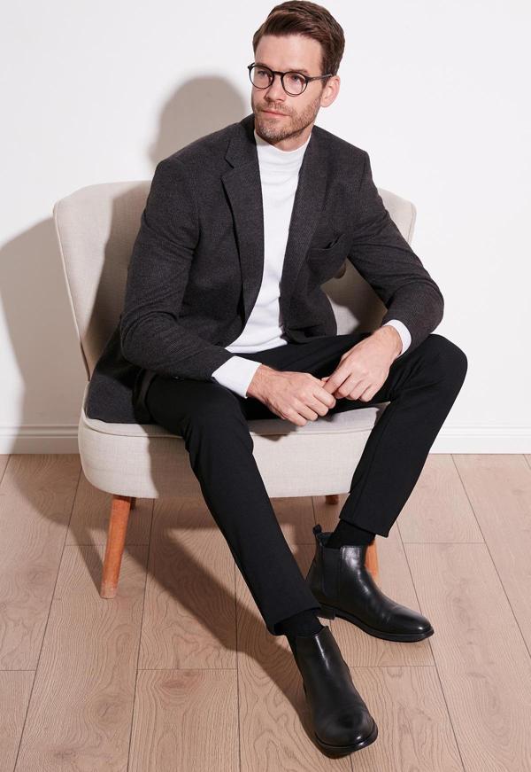 Buratti 6 Drop Çift Yırtmaçlı Kırçıllı Slim Fit Blazer Erkek Ceket 6601030 SİYAH - Image 1