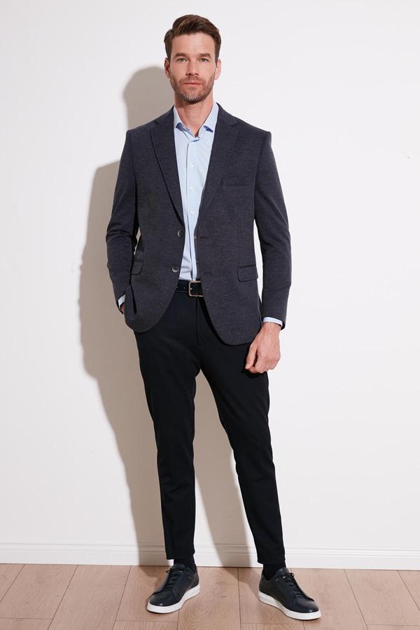 Buratti 6 Drop Çift Yırtmaçlı Kırçıllı Slim Fit Blazer Erkek Ceket 6601040 PARLIAMENT - Image 1