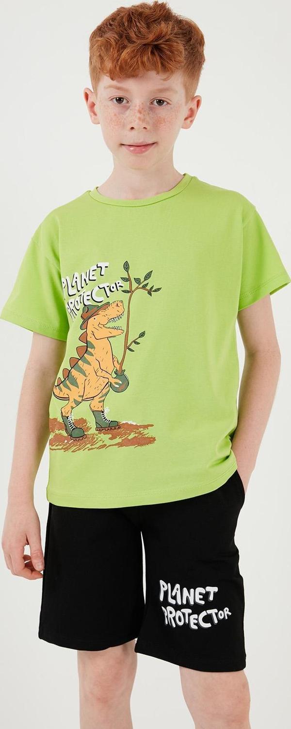 Lela Pamuklu Regular Fit Bisiklet Yaka Şortlu Alt-Üst Erkek Çocuk Takım 6212009 FISTIK - Image 1