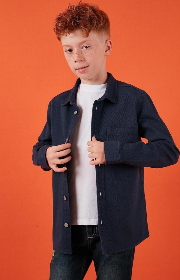 Lela Pamuklu Tek Cepli Düz Yaka Erkek Çocuk Gömlek CF24W129140G LACİVERT - Image 1