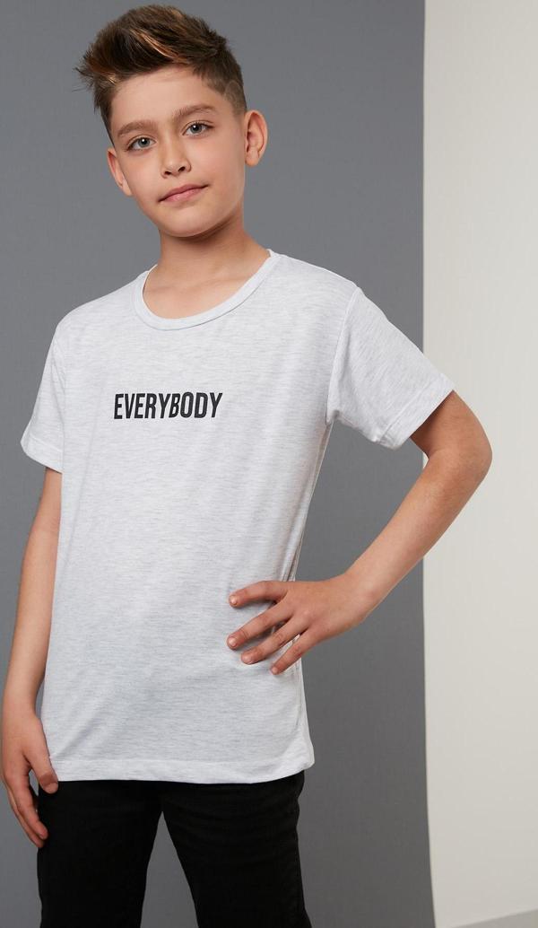Lela Baskılı Bisiklet Yaka Pamuklu Erkek Çocuk T Shirt 6211016 GRİ MELANJ - Image 1