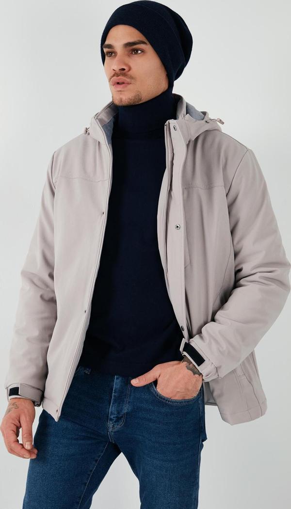 Buratti Standart Fit Su İtici Çıkarılabilir Kapüşonlu Erkek Mont 497DEMIR TAŞ - Image 1