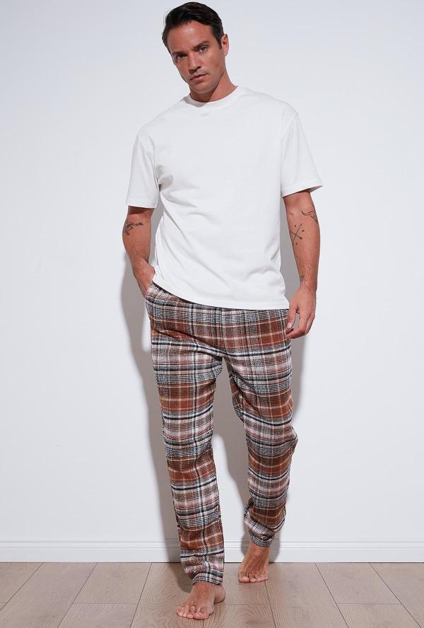 Buratti Pamuklu Regular Fit Ekoseli Elastik Bel Erkek Pijama Altı 611PT00154 CAMEL - Image 1