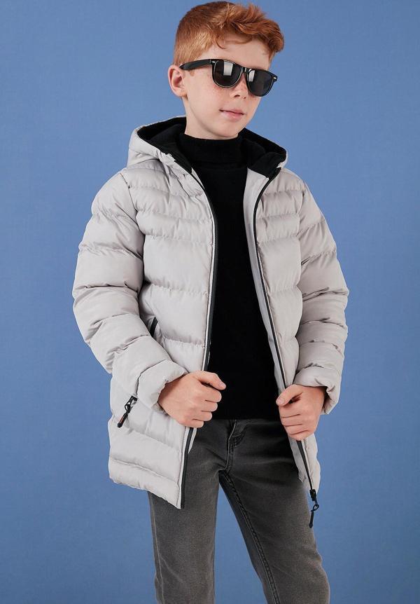Lela Fermuarlı Cepli Kapüşonlu Şişme Erkek Çocuk Mont 6492324 TAŞ - Image 1