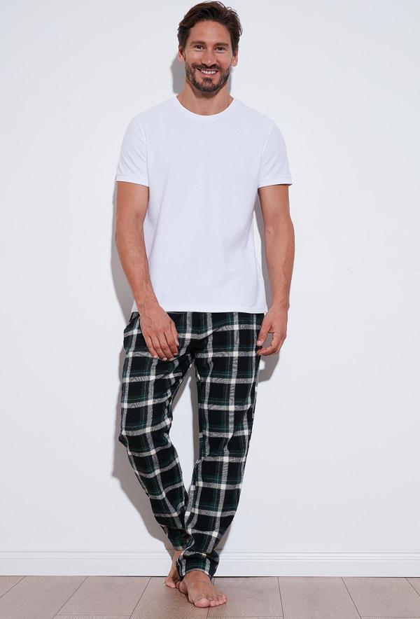 Buratti Pamuklu Regular Fit Ekoseli Elastik Bel Erkek Pijama Altı 611PT00154 SİYAH-YEŞİL - Image 1