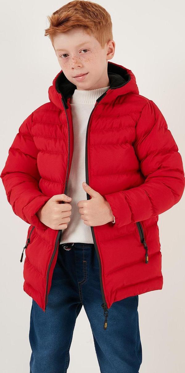 Lela Fermuarlı Cepli Kapüşonlu Şişme Erkek Çocuk Mont 6492324 KIRMIZI - Image 1