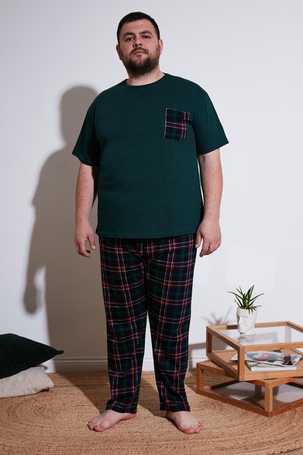 Buratti Pamuklu Regular Fit Büyük Beden Erkek Pijama Takımı 6572002B YEŞİL - Image 1