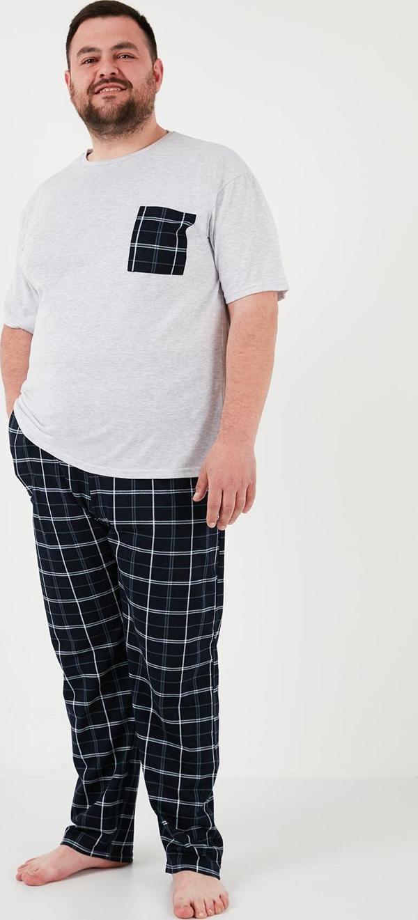 Buratti Pamuklu Regular Fit Büyük Beden Erkek Pijama Takımı 6572002B GRİ MELANJ - Image 1