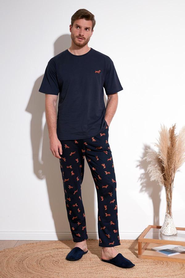 Buratti Pamuklu Regular Fit Kısa Kollu Erkek Pijama Takımı 6572012 LACİVERT - Image 1