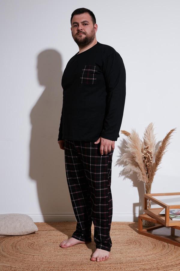 Buratti Pamuklu Regular Fit Büyük Beden Erkek Pijama Takımı 6572001B SİYAH - Image 1