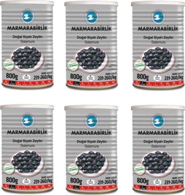 MarmaraBirlik 800 Gr (L) Teneke Siyah Salamura Zeytin X 6 Ad - Image 1