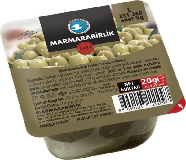MarmaraBirlik Maramara Birlik Yeşil Zeytin 80X20 Gram - Image 1