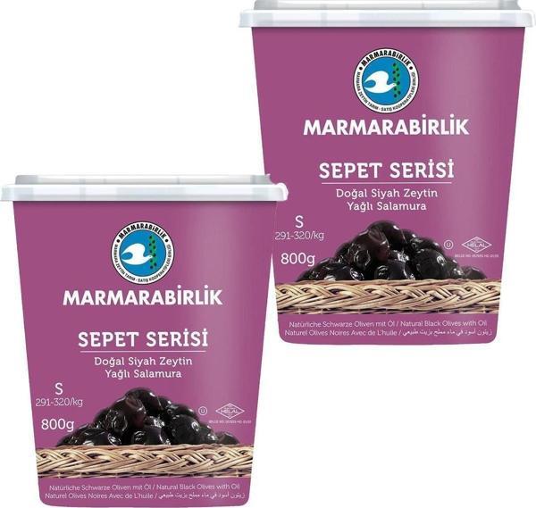 MarmaraBirlik Sepet Serisi Siyah Zeytin 291-320 (S) 800Gr Hazır Kap ( 2 Adet ) - Image 1