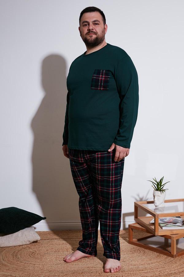 Buratti Pamuklu Regular Fit Büyük Beden Erkek Pijama Takımı 6572001B YEŞİL - Image 1