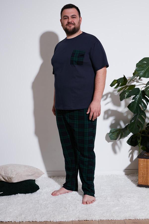 Buratti Pamuklu Regular Fit Büyük Beden Erkek Pijama Takımı 6572002B LACİVERT - Image 1