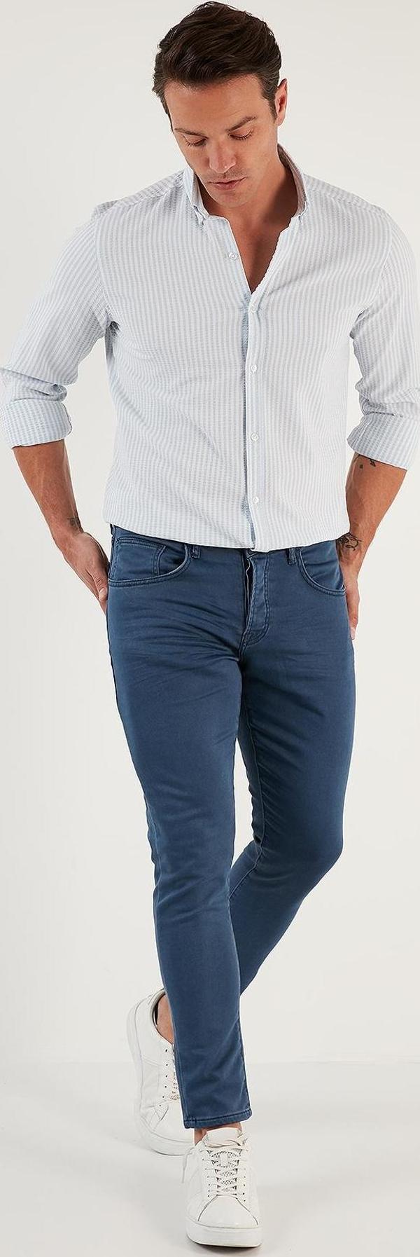 Buratti Pamuklu Normal Bel Dar Paça Slim Fit Jeans Erkek Kot Pantolon 1114D04NAPOLI İNDİGO - Image 1