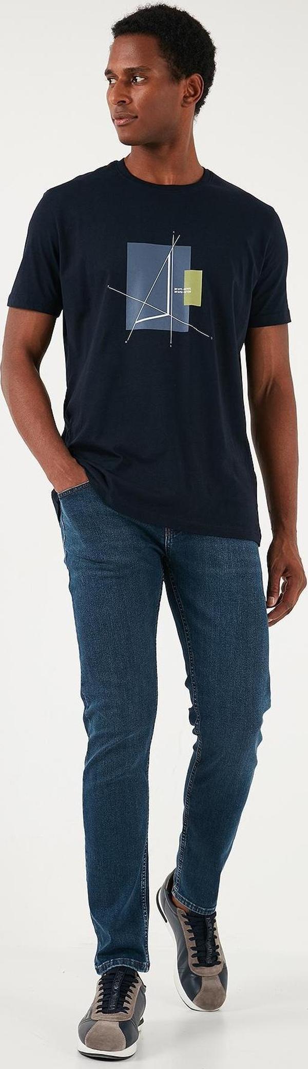 Buratti Streç Pamuklu Slim Fit Normal Bel Boru Paça Jeans Erkek Kot Pantolon 3300S04TOKYO LACİVERT - Image 1