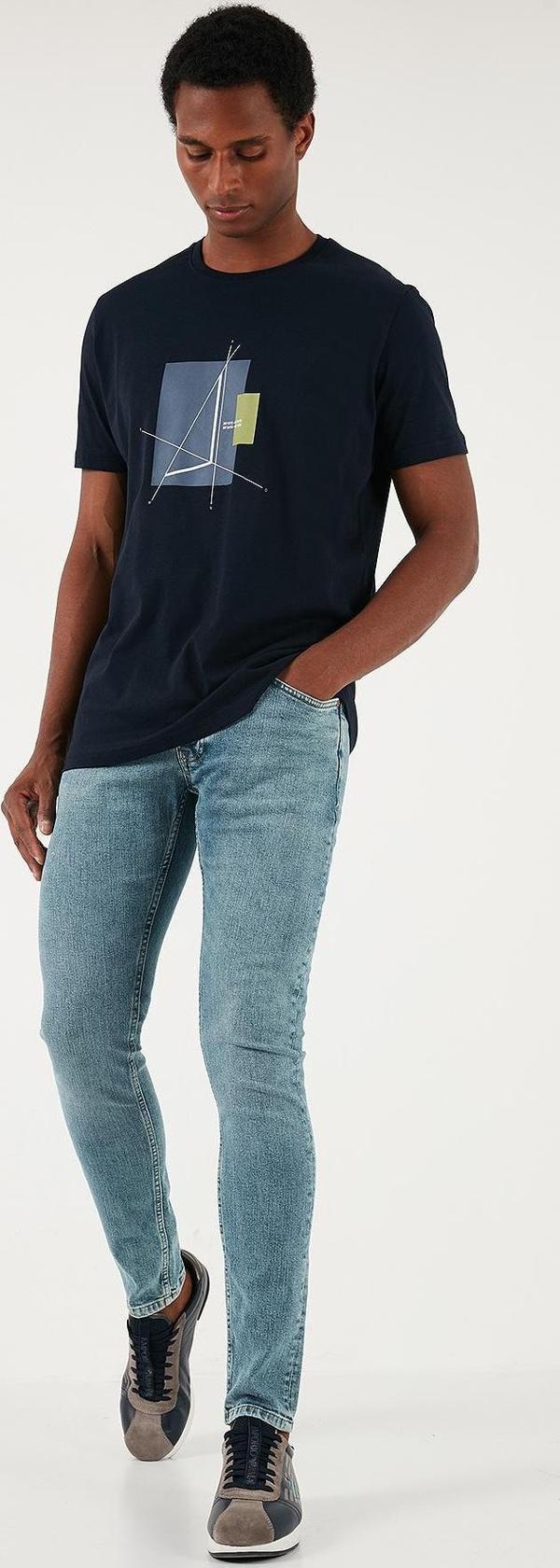 Buratti Streç Pamuklu Slim Fit Normal Bel Dar Paça Jeans Erkek Kot Pantolon 1122S08NAPOLI YEŞİL - Image 1