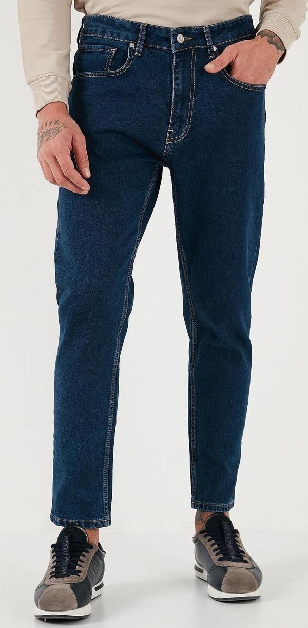 Buratti Streç Pamuklu Slim Fit Normal Bel Boru Paça Jeans Erkek Kot Pantolon 5900S34MILANO LACİVERT - Image 1