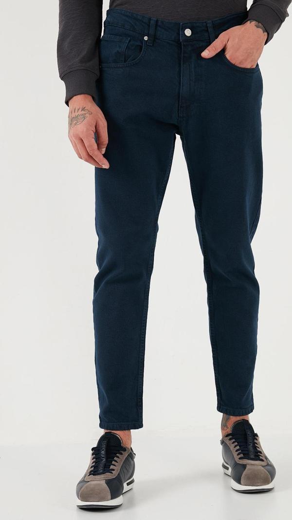 Buratti Streç Pamuklu Slim Fit Normal Bel Boru Paça Jeans Erkek Kot Pantolon 15900S31MILANO LACİVERT - Image 1