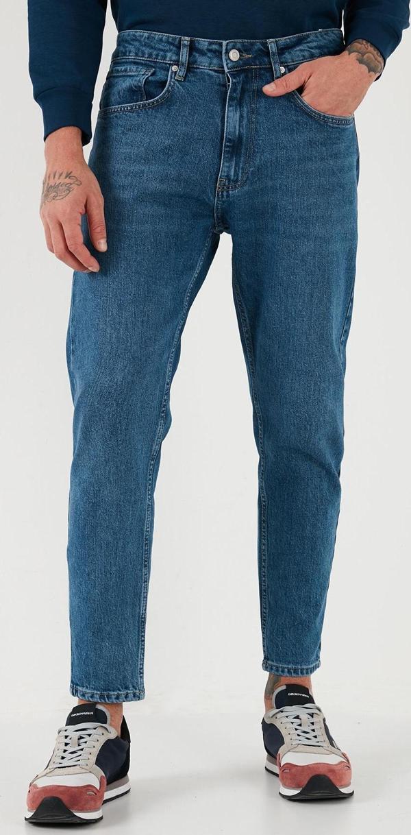 Buratti Streç Pamuklu Slim Fit Normal Bel Boru Paça Jeans Erkek Kot Pantolon 5900S281MILANO MAVİ - Image 1